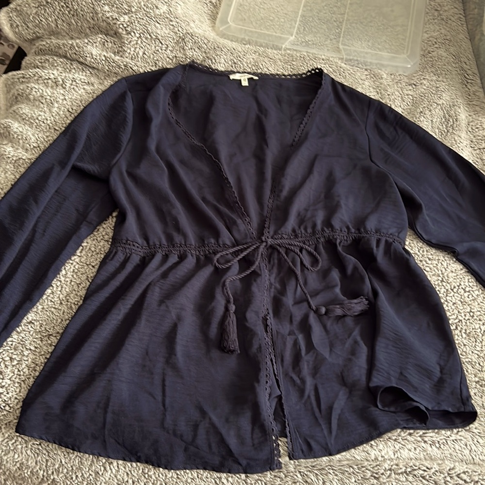 Maurice’s large over shirt. Lace navy blue